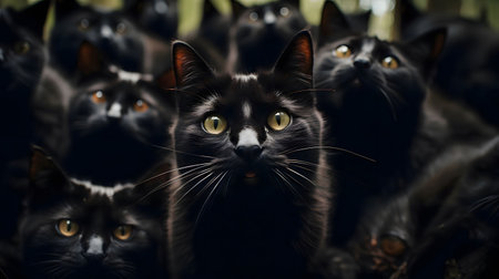 Close-up portrait of a cats looking into the cameraの素材