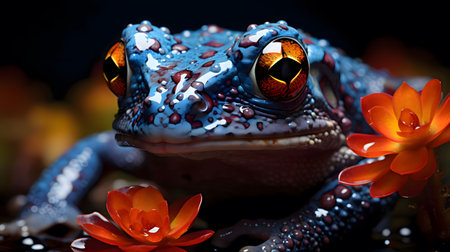 A close-up photo of a large tropical toadの素材