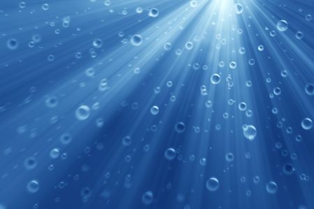 Deep Underwater with bubbles. Improved version. Hi res backgroundの写真素材