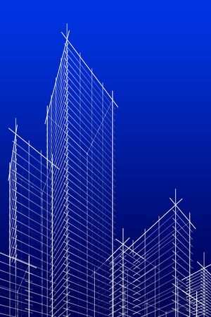 abstract wireframe skyscrappers. 3d rendering. Hi res.の写真素材