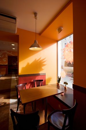 Public fast food. Interiour. Hi-res. Table for lunchの写真素材