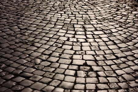 very very old european city. paving stones in Saint-Petersburg.