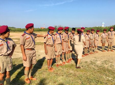 Thai boy scout learn outdoor activities with their teacher outdoor. December 20, 2017 Hua Hin...