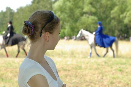 Female and a horsewomanの写真素材