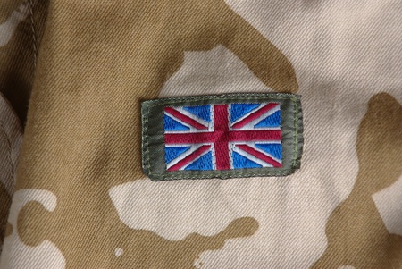 British camouflage uniform with flagの写真素材