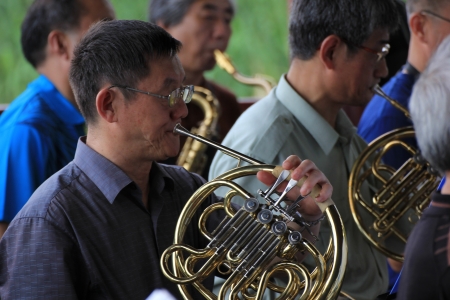 Shooting a group of old people organized ensembleのeditorial素材