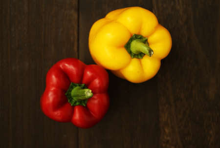 Paprika placed on a wooden tableの写真素材