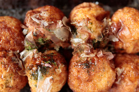 Freshly baked takoyaki on the table