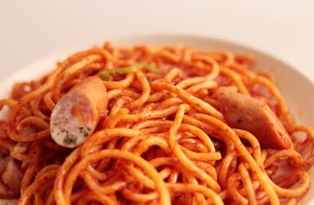 Japanese food Napolitan on the tableの写真素材