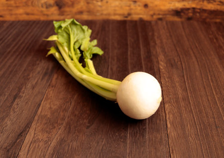 Fresh turnip on the tableの写真素材