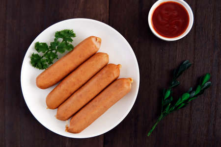 Multiple sausages on the tableの写真素材