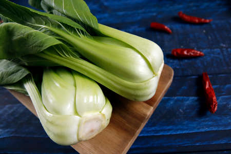 Bok choy of leafy vegetables on the tableの写真素材