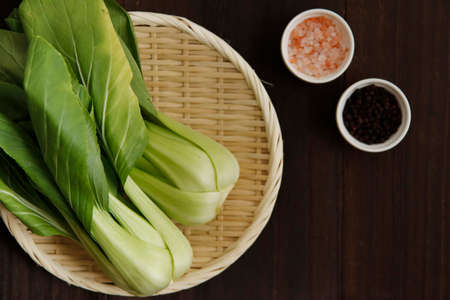 Bok choy of leafy vegetables on the tableの写真素材