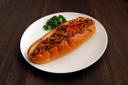 Japanese yakisoba bread on the table