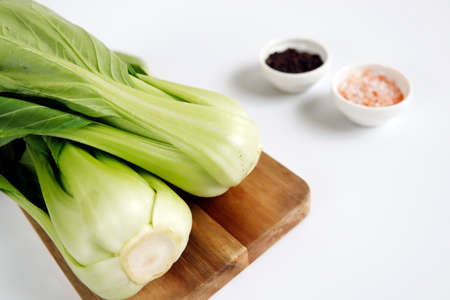Bok choy of leafy vegetables on the tableの写真素材