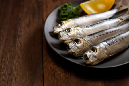 Dried horse mackerel on the table