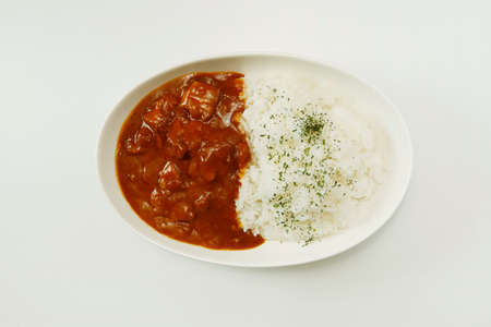 Japanese curry rice on the tableの写真素材