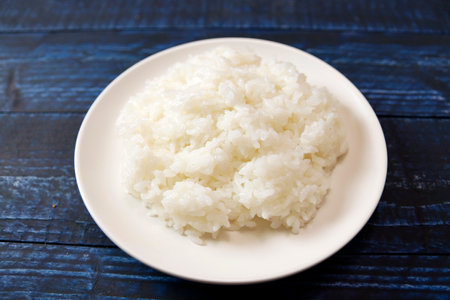 Indian curry and rice on the tableの写真素材