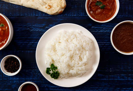 Indian curry and rice on the table