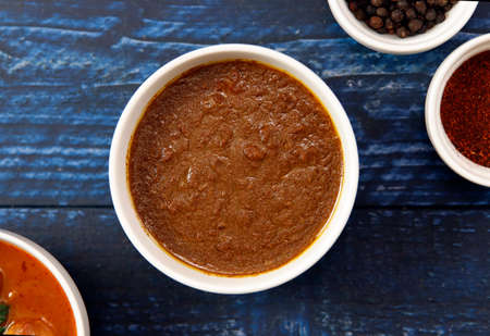 Indian chicken curry roux like tomato soup on the table