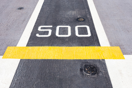 Five hundred metre sign on the road.の写真素材