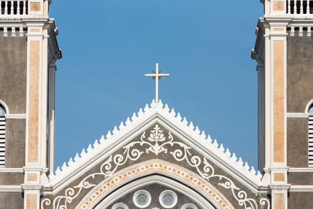 Tip of the Roman Catholic Diocese or Cathedral of the Immaculate Conception, Chanthaburi, Thailand.の写真素材
