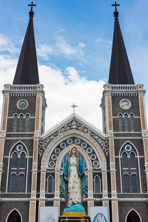 The Blessed Virgin Mary in front of the Roman Catholic Diocese, public place in Chanthaburi,  Thailand.の写真素材