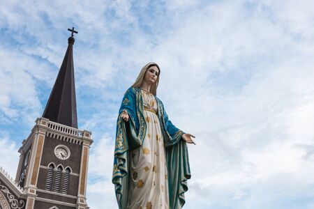 The Blessed Virgin Mary in front of the Roman Catholic Diocese, Thailand.の写真素材