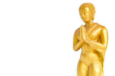 Golden Buddha Statue isolated on white background.の写真素材