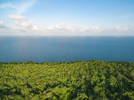 Bird eye view of seascape in Samed Island, Rayong, Thailandの写真素材
