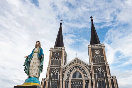 The Blessed Virgin Mary in front of the Roman Catholic Diocese, Thailand.の写真素材