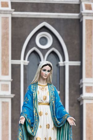 The Blessed Virgin Mary in front of the Roman Catholic Diocese, public place in Chanthaburi,  Thailand.の写真素材