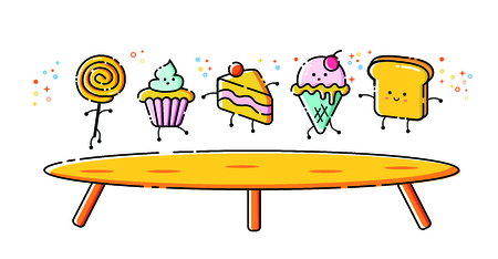 desserts  on tableのイラスト素材