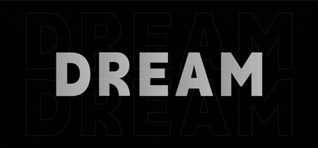 DREAM word on black background. 3D rendering. Virtual reality.のイラスト素材