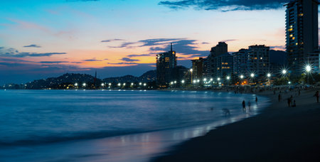 Panoramic view of Benidorm beach in Alicante, Spainの写真素材