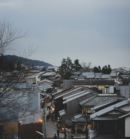 View of the old town in Shirakawa-go, Japan.の写真素材