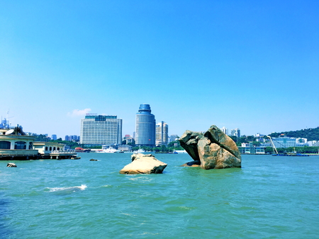 city landscape with sea viewのeditorial素材