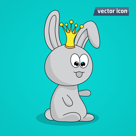 Cute bunny with crown vector illustration.のイラスト素材