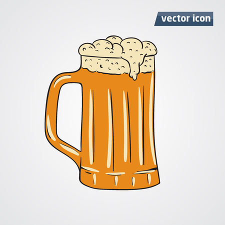 Beer in glass cup vector illustration.のイラスト素材