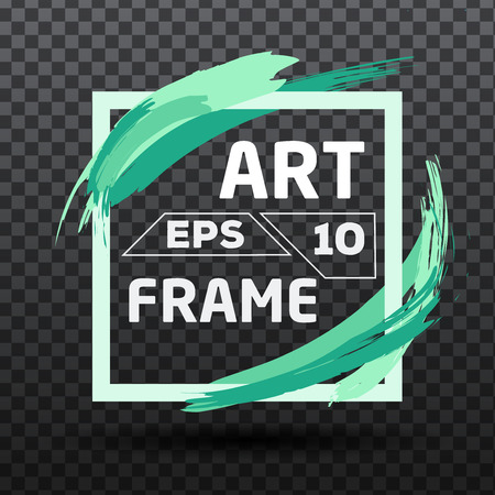 Square with color green brush Frame Art.  Background Flat Design (for Logos Flyers Covers Posters Banner) Vector illustration.のイラスト素材