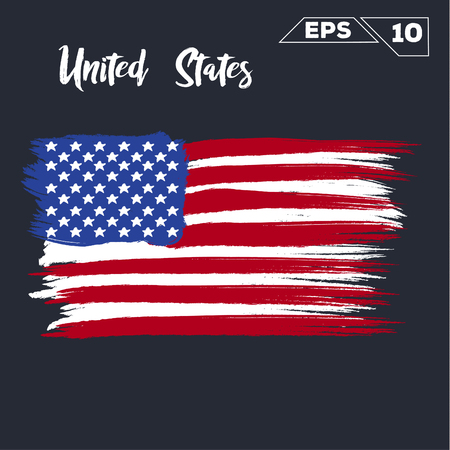 United States flag brush strokes painted vector illustrationのイラスト素材