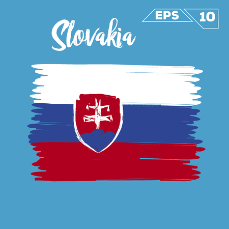 Slovakia flag brush strokes painted vector illustrationのイラスト素材