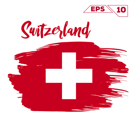 Switzerland flag brush strokes painted vector illustrationのイラスト素材