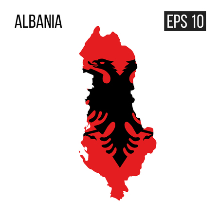 Albania map border with flag vector EPS10のイラスト素材