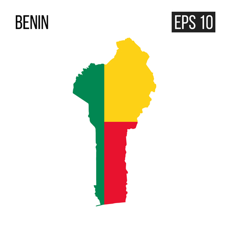 Benin map border with flag vector EPS10のイラスト素材
