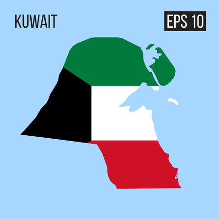Kuwait map border with flag vector EPS10のイラスト素材