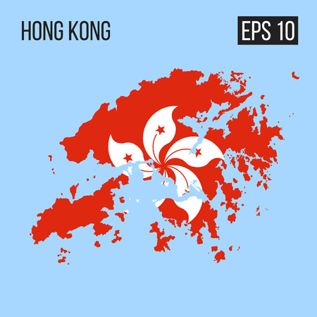 Hong Kong map border with flag vector EPS10のイラスト素材