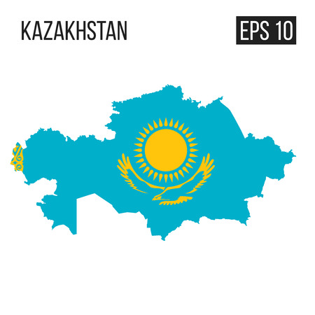 Kazakhstan map border with flag vector EPS10のイラスト素材