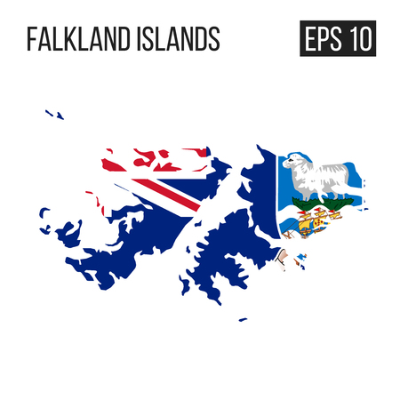 Falkland islands map border with flag vector EPS10のイラスト素材