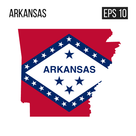 Arkansas map border with flag vector EPS10のイラスト素材